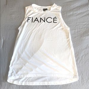 White sleeveless Fiancé shirt